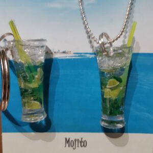 pendentif ou porte-clefs mojito polymère et résine