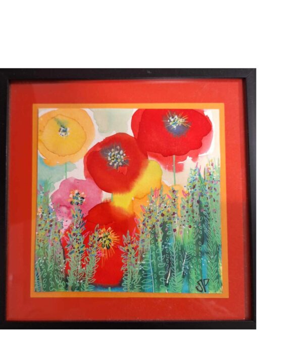 mini cadre aquarelle coquelicots