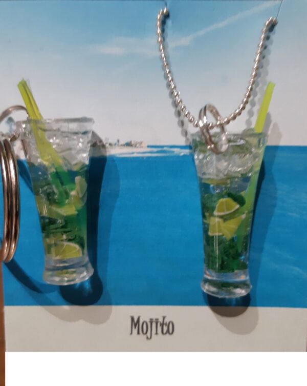 mojito polymère et résine porte clefs ou collier